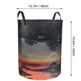 thumbnail image 2 of DouZhe Imperméable Pliable Grands Paniers à Linge, Impression Cyberpunk Future Ville Circular Hamper avec Poignées, 2 of 6
