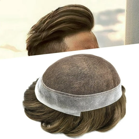 Lyrical Hair Toupee for Men Hairpieces 8"X10" French Lace Mens Toupee Human Hair System PU Around Toupee Hair for Man Hair Piece Units 17#DARK ASH BLONDE-120% Density