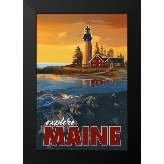 East Coast Licensing 11x14 Black Modern Framed Museum Art Print Titled - Maine