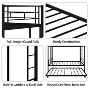 Twin Over Twin Bunk Bed with Trundle, Metal Space-Saving Design For Young Teens and Adults, Easy Assembly, K86
