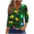 thumbnail image 2 of Mifsaly Plus Size Christmas Shirts for Women 3/4 Sleeve Xmas Santa Print T-Shirts Xmas 3 Buttons V-Neck Snowflake Graphic Tops Loose Fit Tops Funny Party Festival Outfits, 2 of 5