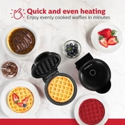 Holstein Housewares Personal/Mini Waffle Maker, Non-Stick Coating, Black- 4-inch Waffles in Minutes, Hash Browns, Keto, Snacks, Sandwich, Eggs, Easy to Clean