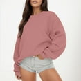 thumbnail image 2 of Women'S Tops Women's Solid Color Sweatshirt Women's Casual Crewneck Print Sweatshirt Fashionable Pullover Hoodie Top For Daily Wear, 2 of 9