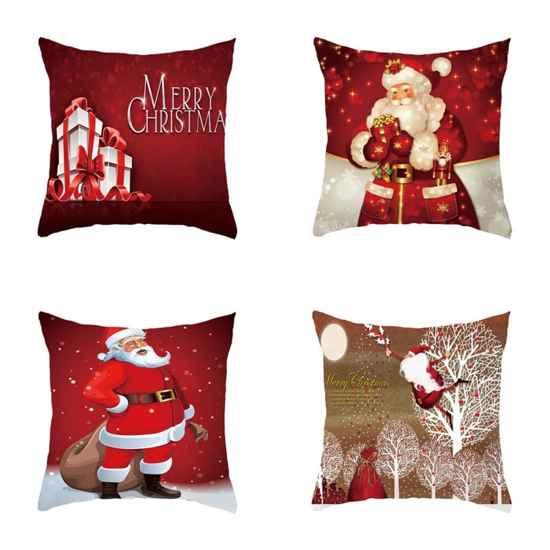 Peach Velvet Material Christmas Pillowcase Holiday Series Pillow Case