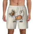 thumbnail image 2 of Picia Brown Cat Cartoon pattern Mens Swim Trunks with Compression Liner Stretch Beach Shorts Quick Dry with Zipper Pockets No-Chafing Board Shorts-Medium, 2 of 9