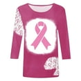 thumbnail image 4 of Luxalzxs Breast Cancer Awareness T Shirt for Women Pink Ribbon Print 3/4 Length Sleeve Round Neck Tops Cancer Fight Inspirational Tee, 4 of 4