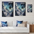 thumbnail image 4 of Designart "Mediterranean Night Coastal Nocturne" Greece Print on Natural Pine Wood, 4 of 5