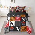 thumbnail image 2 of Homewish Basketball Gamer 7-Piece Bedding Comforter Set,Ball Sport King Bedding Sets,Geometric Checkered Striped Bed Sheets For Boys Kids,Luxury Bedroom Decor Reversible, 2 of 8