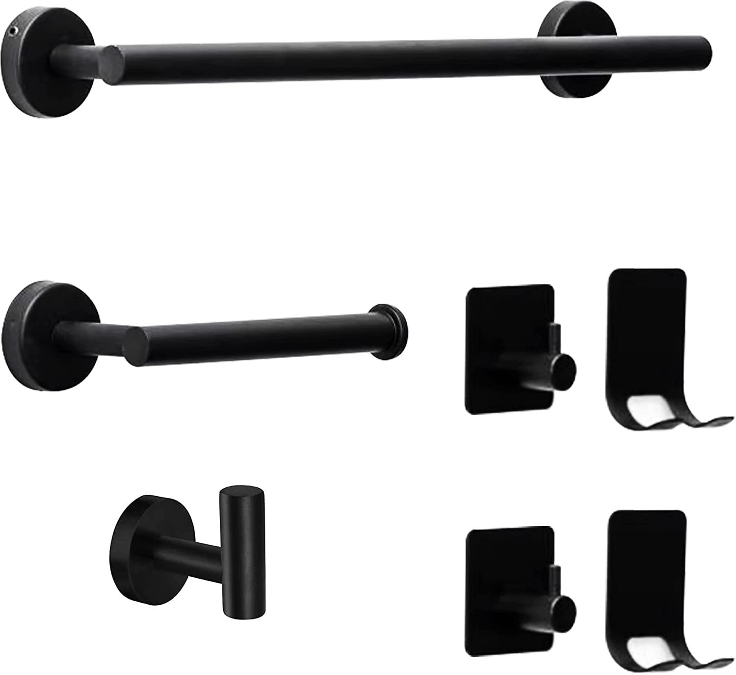 Bathroom Hardware Set 304 Stainless Steel Toilet Paper Holder Towel Holder Towel Ring Hook Black