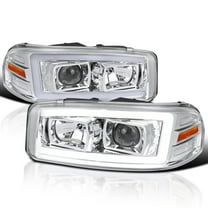 Spec-D Tuning Chrome LED Light Tube Projector Headlight Compatible with 1999-2006 GMC Sierra Yukon XL 1500/2500/3500, Left   Right Pair Headlamps Assembly
