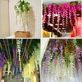 thumbnail image 4 of Ludlz 1Pc Artificial Wisteria Vine Ratta Silk Hanging Flower Garland Vine Wedding Decor Fake Long Wisteria Hanging Bush Flowers String Home Party Decor,Purple, 4 of 7