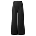 thumbnail image 4 of Arlun Womens Stylish Dressy Pants Wide Leg Stretchy Pure Color Work Pants with Pockets Elastic Waist Pleated Front Business Casual Slacks for Everyday Wear Black XL, 4 of 5