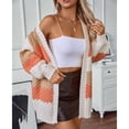 thumbnail image 4 of SWSMCLT Women's Long Sleeve Cardigan Long Sweater Knit Thick Winter Open Front Top Oversized Soft Warm Spring Orange X-Large, 4 of 5