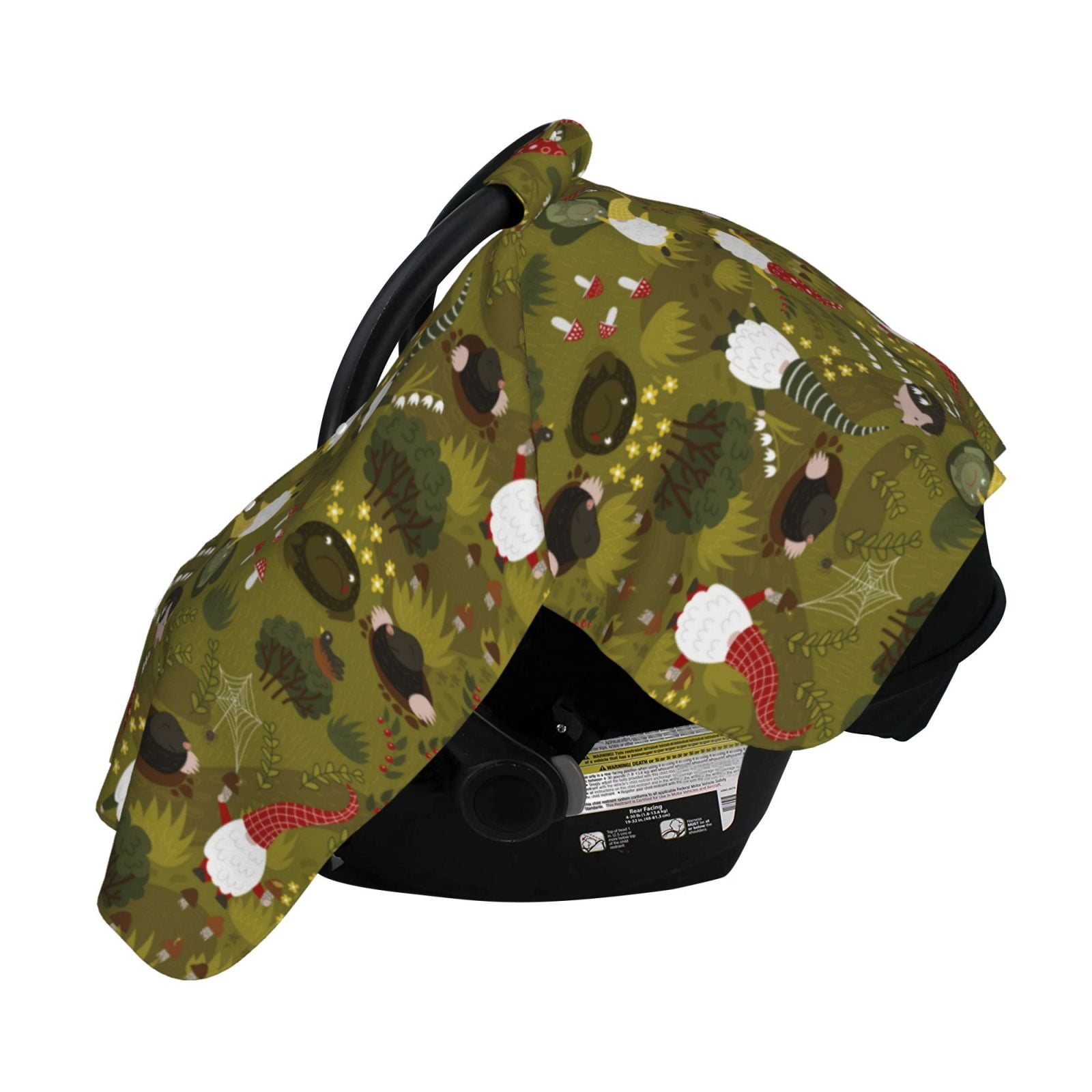 Naloa Gnomes Playing in the Garden Baby Car Seat Cover, Breathable Baby Carrier Cover, Multiuse Baby Carrier Cover & Nursing Breastfeeding Cover
