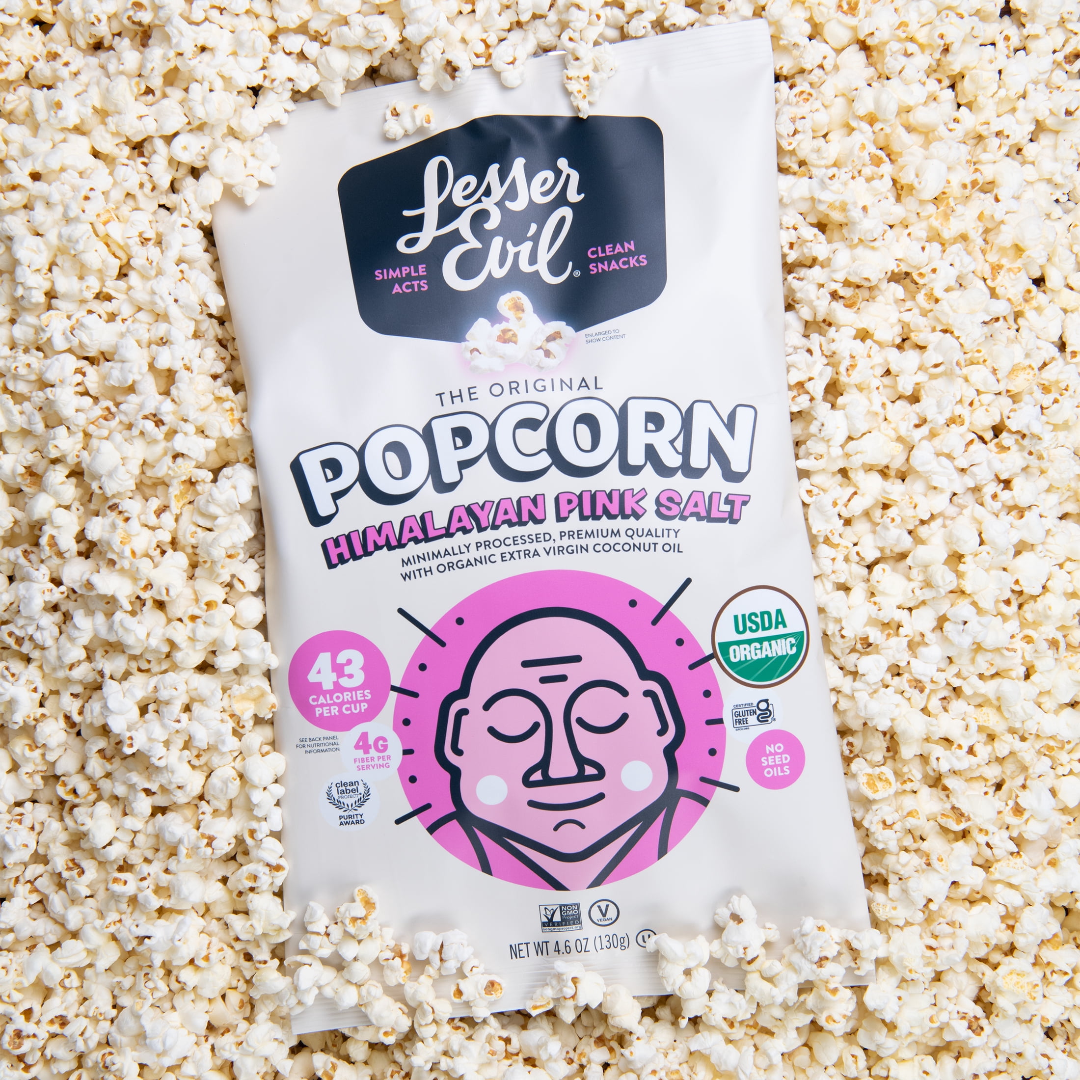 LesserEvil Himalayan Pink Organic Popcorn, 4.6 oz