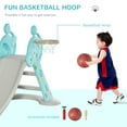 thumbnail image 2 of Kids Slides Qaba 2 in 1 Kids Slide with Basketball Hoop, Foldable Toddler Freestanding Slider Playset, for 18 months -4 Years Deer Shaped, Includes Basketball, Pump - Blue,Outdoor Kids Slides, 2 of 10