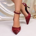 thumbnail image 2 of ZACPNCV Womens Plus Size Snake Print Pumps Pointed Toe Lace Up Stiletto Breathable Heels Summer, 2 of 9
