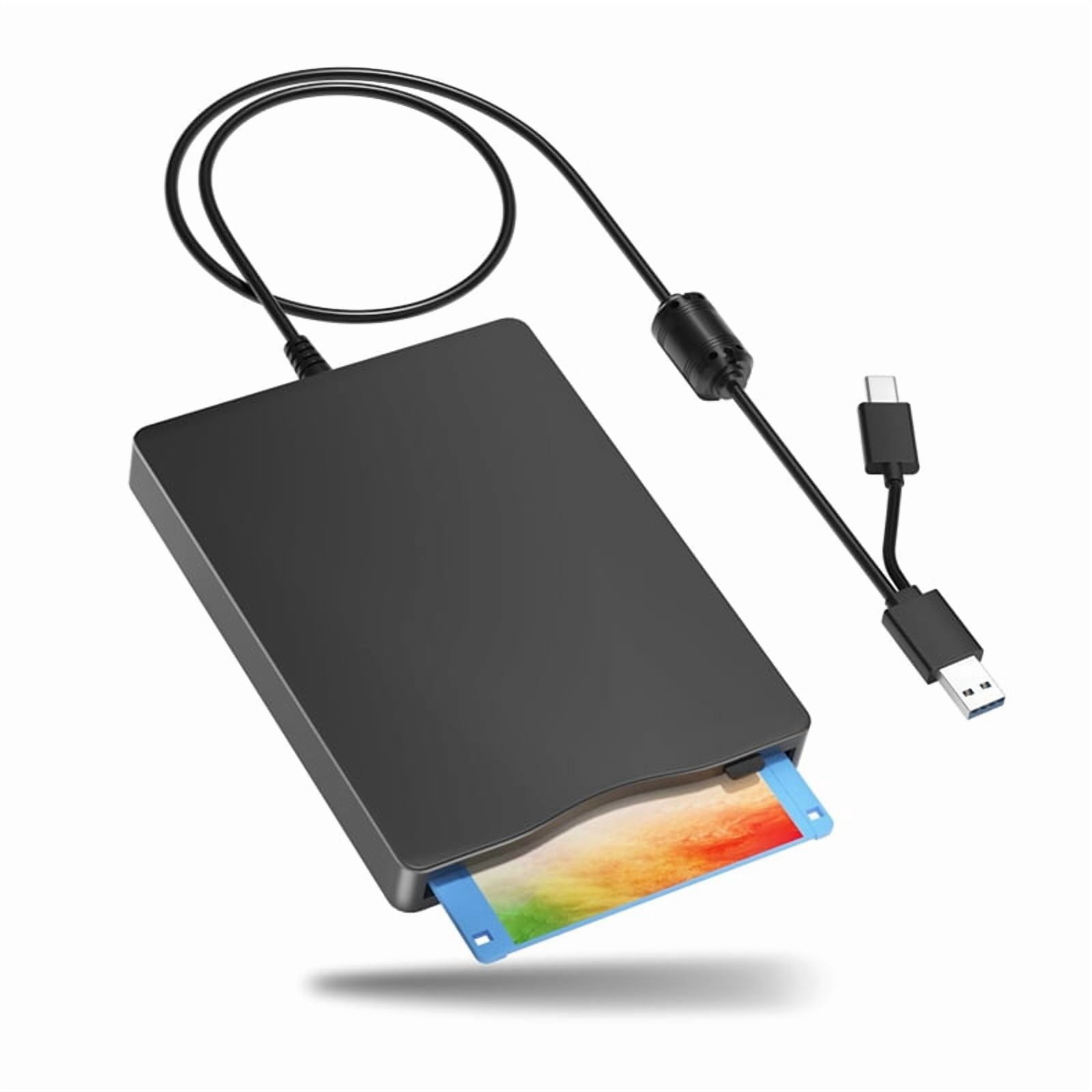 2X Floppy Disk Reader, 3.5 Inch External Floppy Disk Drive with USB Type-C, Portable FDD Floppy Disk Drive for Laptop PC