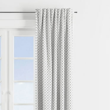 Bacati - Arrows Curtain Panel 42 x 84 inches 100% Cotton Percale Fabrics, White/Gray