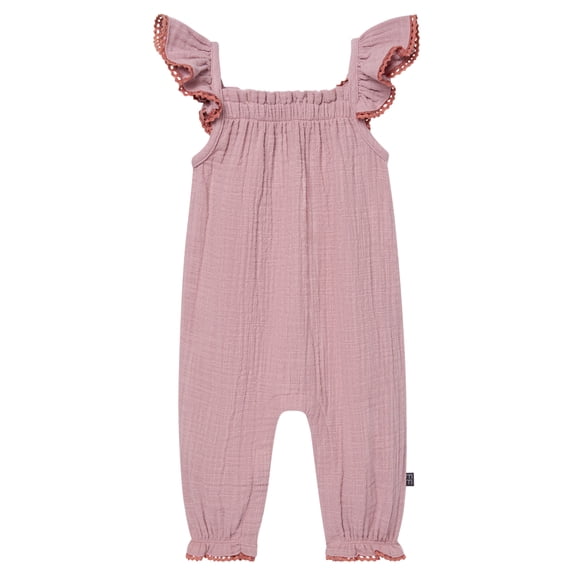 Modern Moments by Gerber baby Girl Long Leg Romper with Novelty Trim Detail, Sizes 0/3 Months - 24 Months
