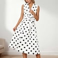 thumbnail image 2 of XIAOCHA Womens Polka Dot Midi Dress Flowy A Line Sleeveless V Neck Casual Party Dresses, 2 of 8