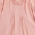 thumbnail image 6 of Girls Linen Long Sleeve Dresses Size 2-7 Toddlers Kids Cute Long Lantern-Sleeve Ruffle Crewneck Solid Color Pleated Pullover Babydoll Dress, 6 of 7