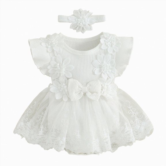 Gubotare Baby Princess Dress Toddler Girls Sequin Dress Sparkly Gown Party Dresses Little Kids A-Line Dress 3 6 Months (White,3-6 Months)