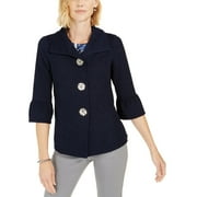 JM Collection Women's Textured Bell Sleeve Jacket Blue Size X-Large