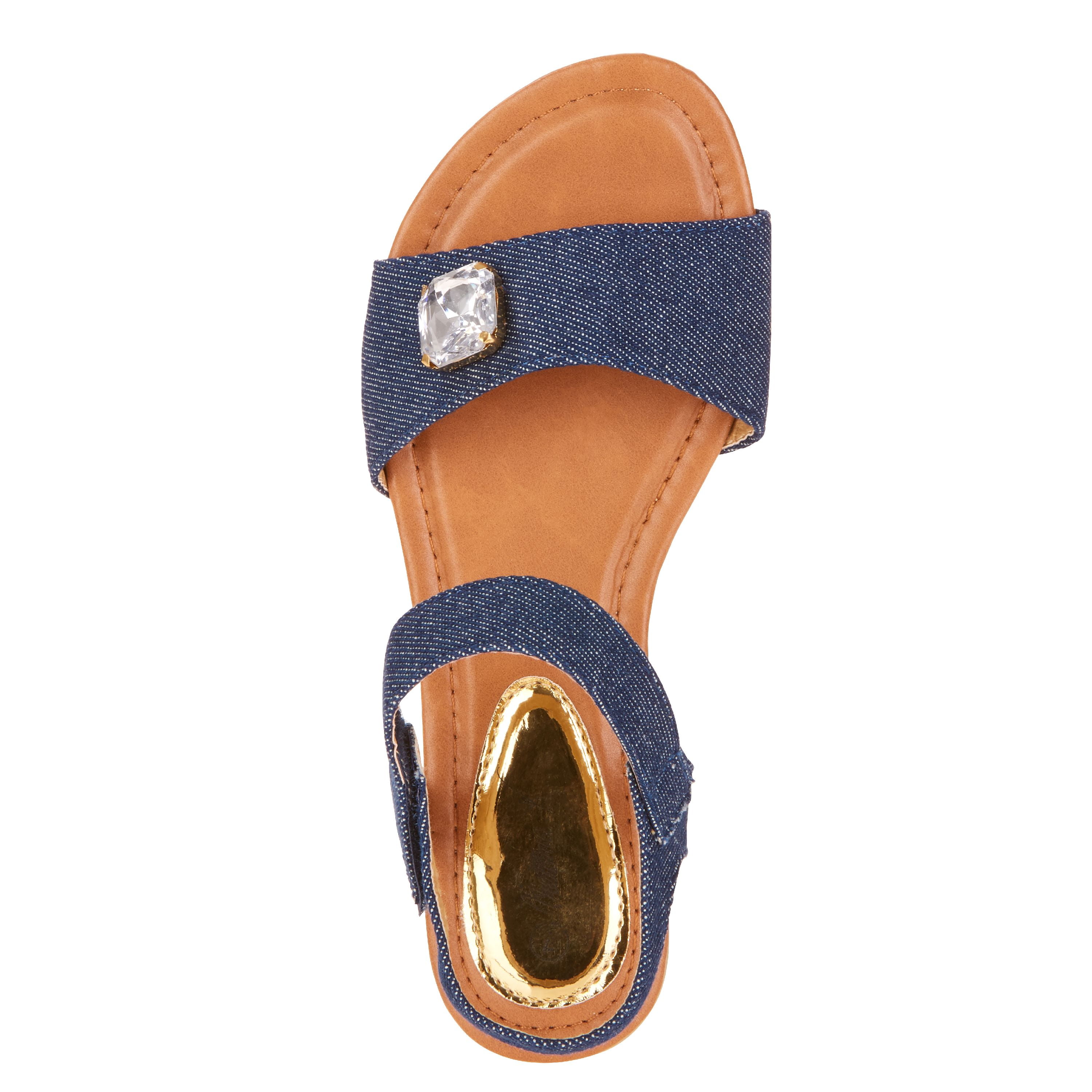 Victoria K Women's Rhinestone Embellished Denim Fashion Sandal