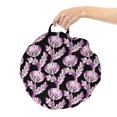 thumbnail image 2 of Retro Round Floor Cushion with Handle, Abstract Continuous Pattern of Wild Flowers in Gradients Tones, Decorative Pillow for Living Room & Dorms, 18" Round, Black Fuchsia and Pale Mauve, by Ambesonne, 2 of 4