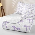 thumbnail image 4 of Erosebridal Purple Ribbon Bowknot Girls Bed Spread Queen,Kawaii Princess Bowtie Queen Coverlet Set For Kids,3pcs, 4 of 7