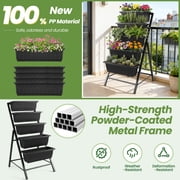 Funcid 4 ft Vertical Garden 5-Tier Raised Garden Bed Planter Box for Patio Balcony Flower Herb Freestanding Garden Planter Black, 26×22.75×45