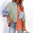 thumbnail image 3 of Winter Savings Clearance! Suokom Blouses for Women Casual Button-Down Shirts Long Sleeve Roll Up Collar Color Block Long Shirts with Pocket Summer Fall Womens Basic Tunic Tops Blouses Tees, 3 of 5