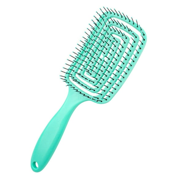 Brosse à Cheveux Courbe Brosse à Cheveux Creuse Nylon Portable Massage du Cuir Chevelu Brosse à Cheveux Accessoire de Coiffure, Vert