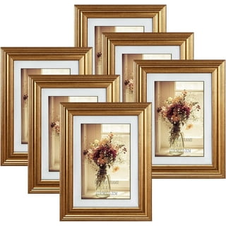 Giftgarden Brown 4x6 Picture Frame Set of 4, 5x7 Frame Matted to 4x6 Photo  Rustic Walnut Frames with Mat for Wall or Tabletop Display