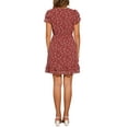 thumbnail image 3 of Vestido de gasa floral con volantes y cuello en V, sin mangas, por encima de la rodilla, A-line, autoajustable, XL, burdeos, 3 of 6