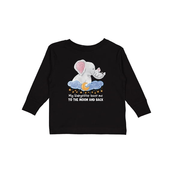 Inktastic My Babysitter Loves Me to the Moon and Back Elephant Family Boys or Girls Long Sleeve Toddler T-Shirt