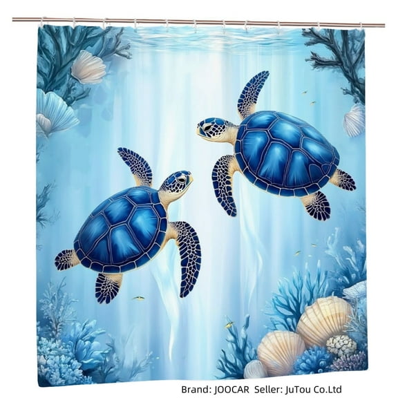 JOOCAR Blue Sea Turtle Polyester Shower Curtain for Home Bathroom Bath Tub Decor 72x72 inch
