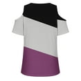 thumbnail image 4 of DeHolifer Womens Tops Short Sleeve Cold Shoulder Color Block V-Neck Blouse Tops Outdoor Daily Casual T-shirts Purple XL, 4 of 4