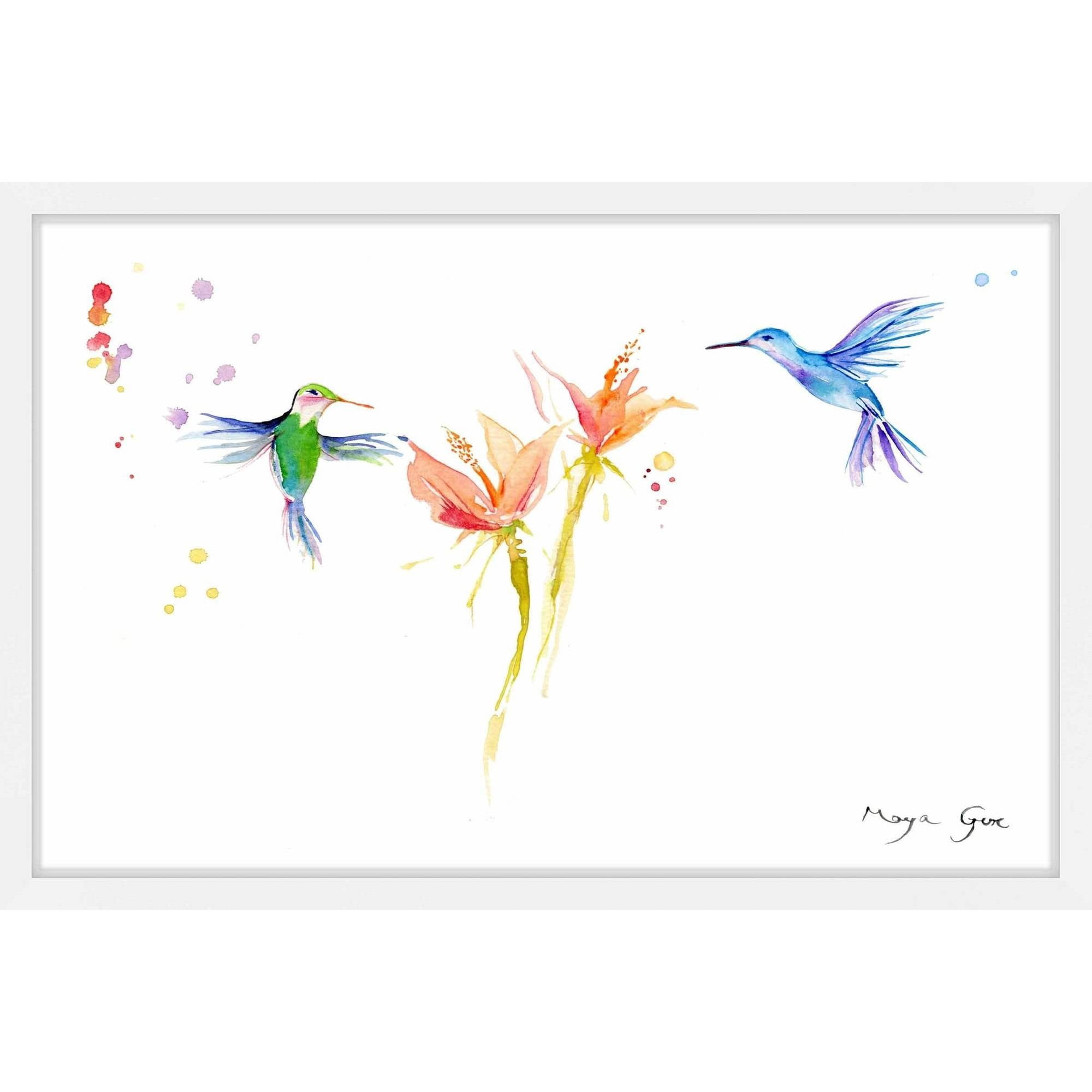 Marmont Hill "Hummingbirds Hover" by Maya Gur Framed Painting Print