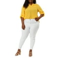 thumbnail image 2 of MODA NOVA Juniors' Plus 3/4 Sleeves Split V Neck Blouse Tops, 2 of 6