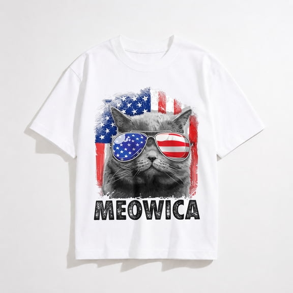 PatrioticCat 4th of July Shirts Merica Men USA American Flag T-Shirt