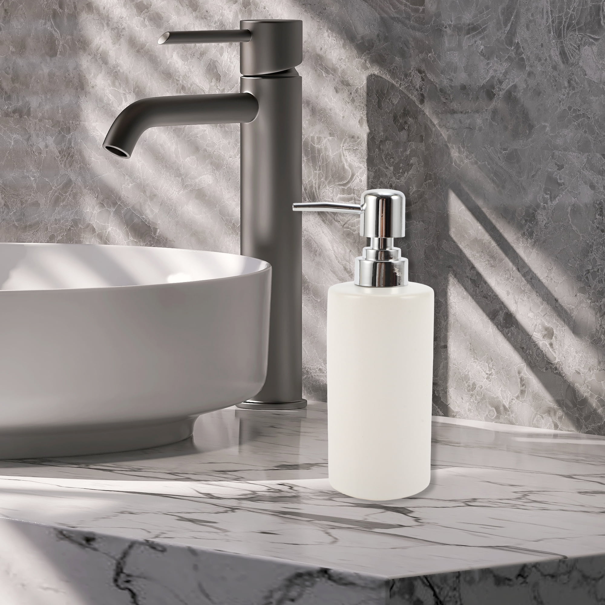 Unique Bargains 1 Pc Simple Cylindrical Soap Pump Dispenser for Bathroom Hotel 300ml White