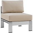 thumbnail image 5 of Modway Shore 5 Piece Outdoor Patio Aluminum Sectional Sofa Set in Silver Beige, 5 of 7