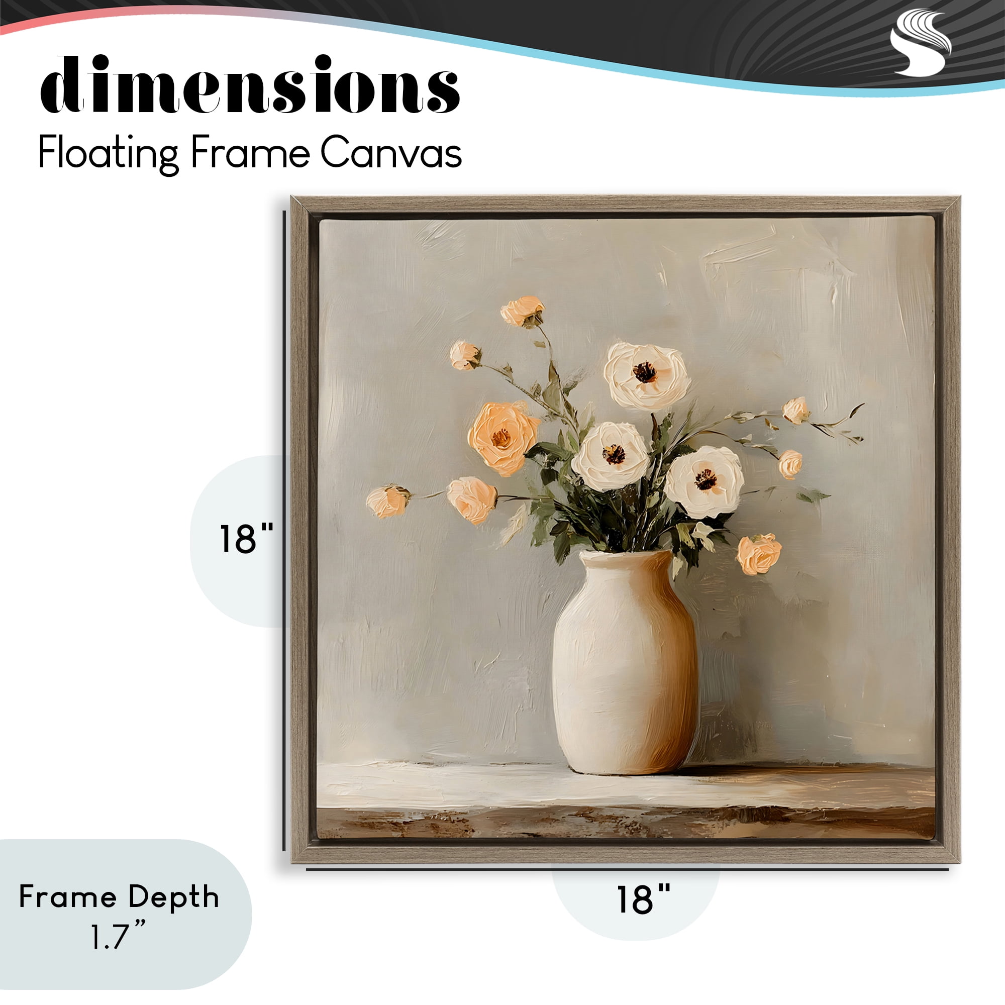 Stupell Industries Simple Floral Vase in Pastels Brown Framed Floater Canvas Wall Art, design by Creative Studio