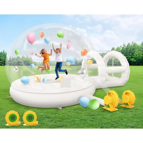 Jocisland 13 ft Bubble House with Tunnel and Balloons, PVC Bounce Bubble House with 750W and 550W Blowers for Party, Commercial Use, Wedding