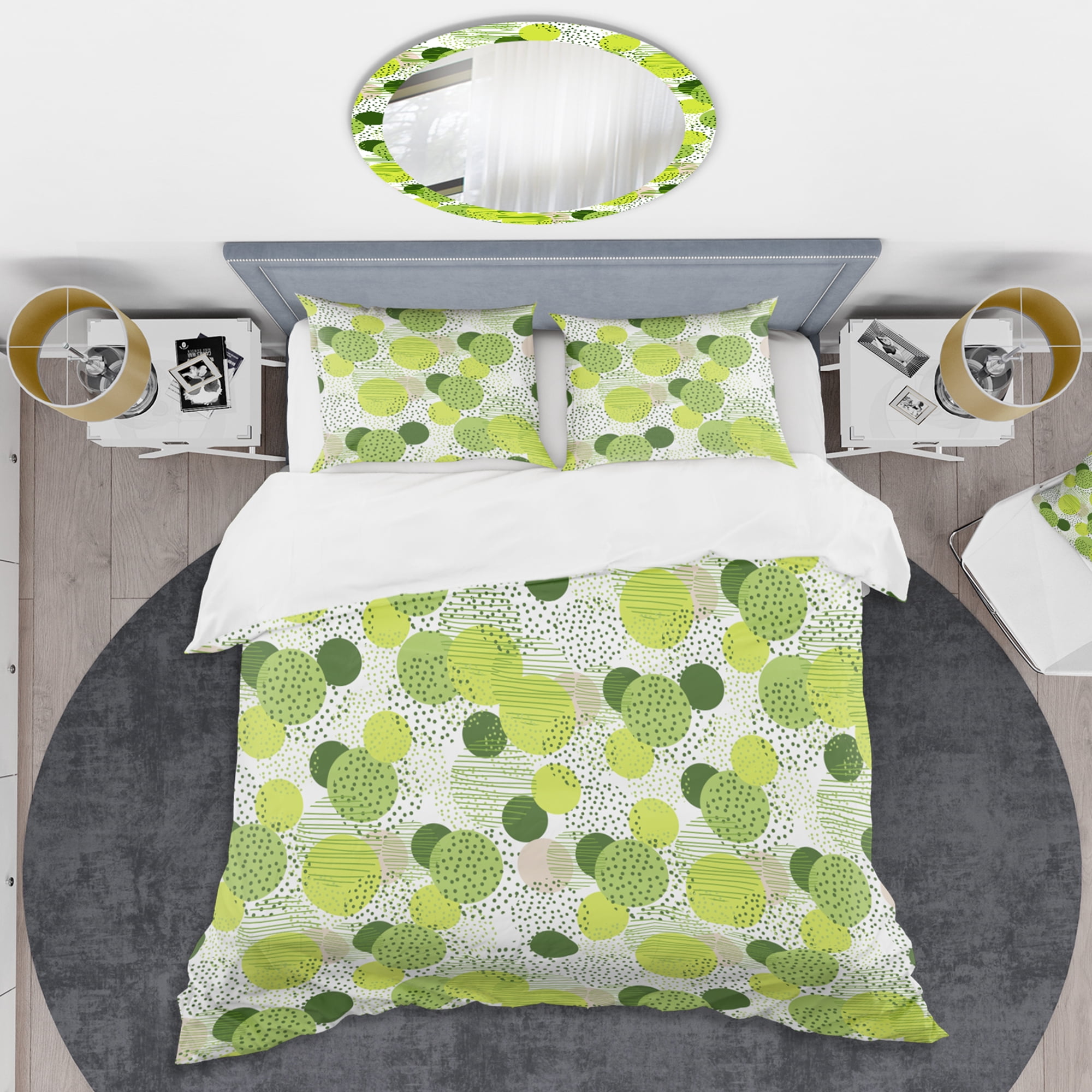 Designart 'Circular Abstract Retro Geometric X' Mid-Century Modern Duvet Cover Set