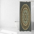 thumbnail image 5 of Boho Vintage Floral Fabric Shower Curtain for Bathroom Decor Olive-Green Zen Spa Yoga Flower Bathroom Curtain Dark Green Geometric Boho Lotus Floral Bath Set with Hooks Waterproof,72x72inch, 5 of 6