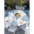 thumbnail image 6 of Light Blue Coral Coastal Round Fitted Tablecloth with Elastic Edge, Waterproof Table Cloth Table Cover for 45"-54" Tables, Summer Beach Starfish Shell Tablecloths for Dining Picnic Indoor Outdoor, 6 of 9