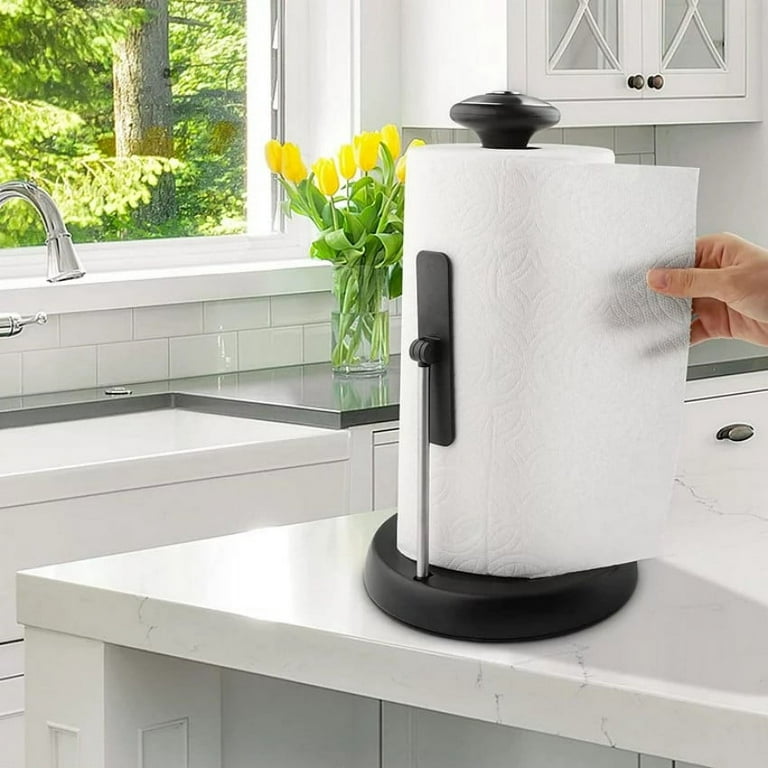 Lefree Paper Towel Holder Countertop Dispenser for Kitchen, Stainless  Steel, Black